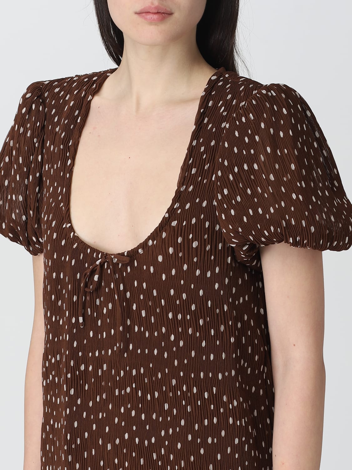 GANNI DRESS: Dress woman Ganni, Brown - Img 3