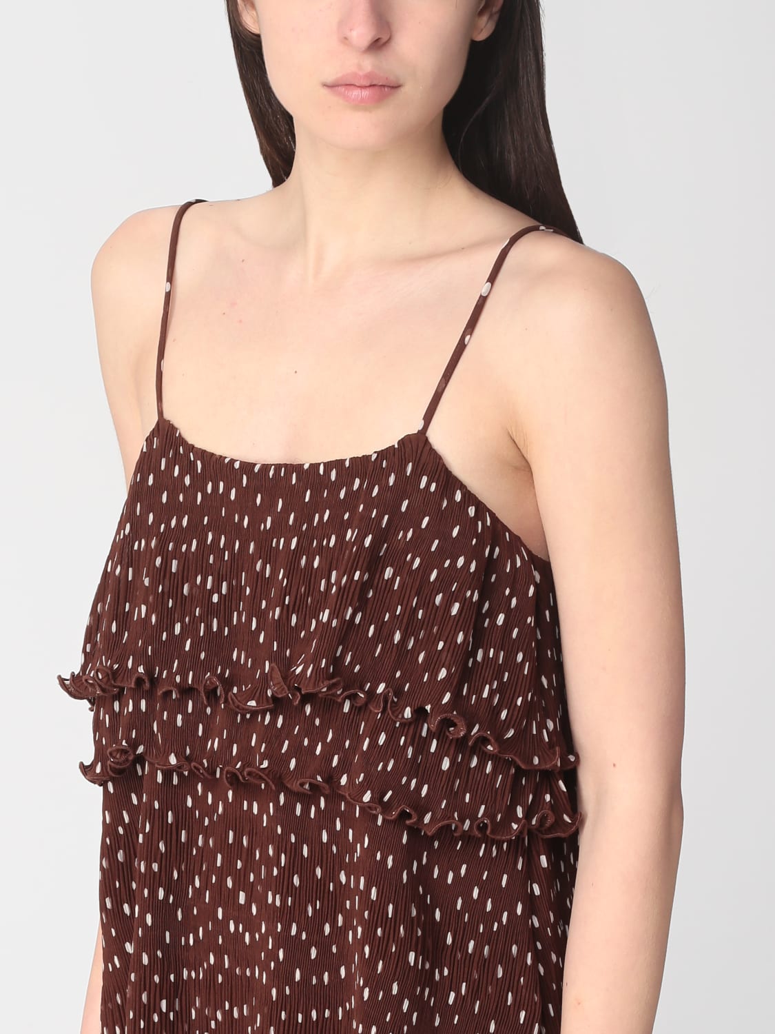 GANNI DRESS: Dress woman Ganni, Brown - Img 3