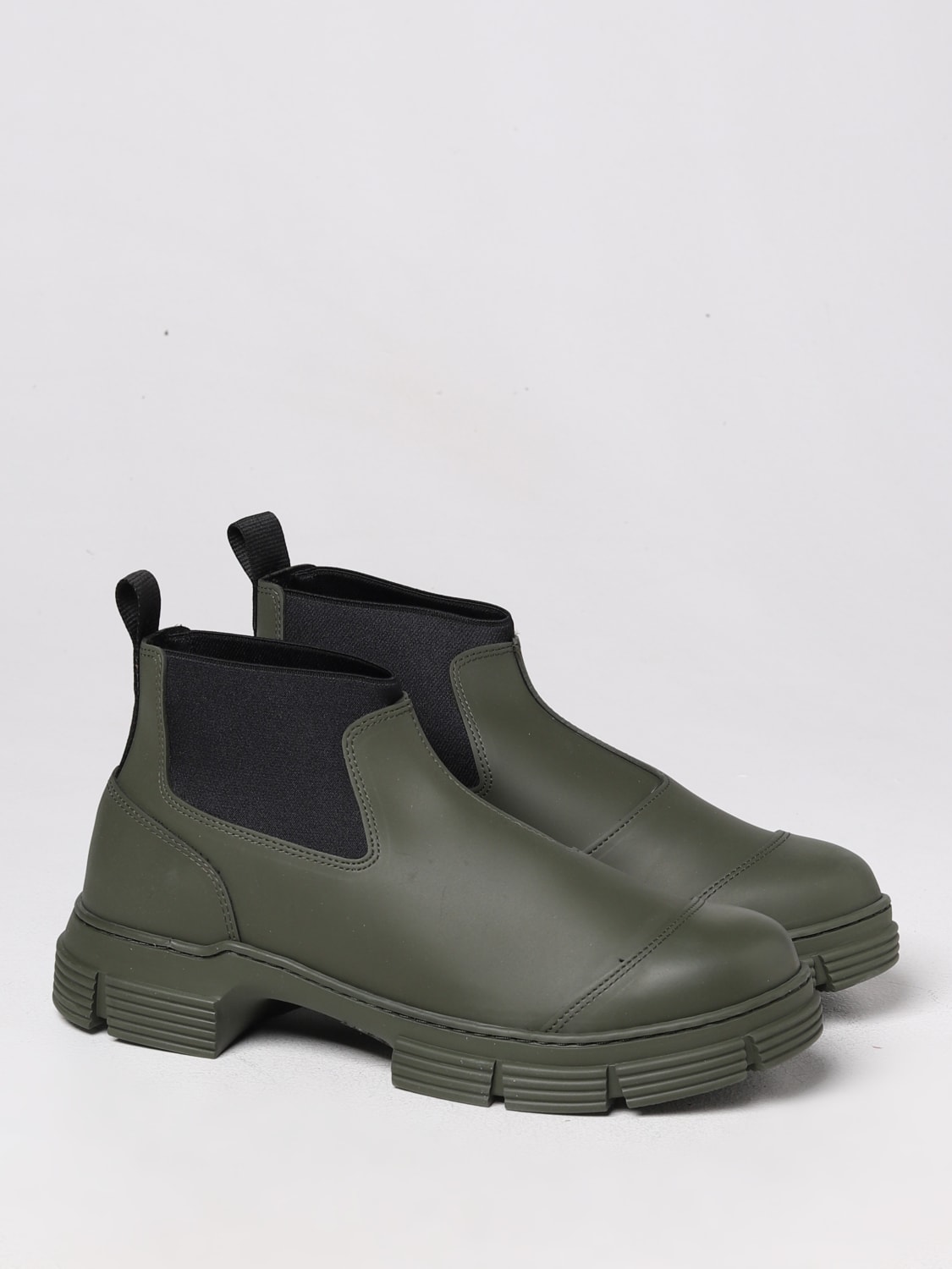 GANNI FLAT ANKLE BOOTS: Ganni boots in recycled rubber, Military - Img 2