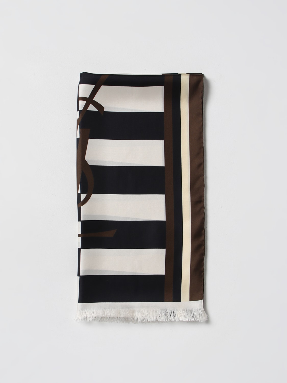 SAINT LAURENT NECK SCARF: Saint Laurent Cassandre organic silk twill scarf, Black - Img 1