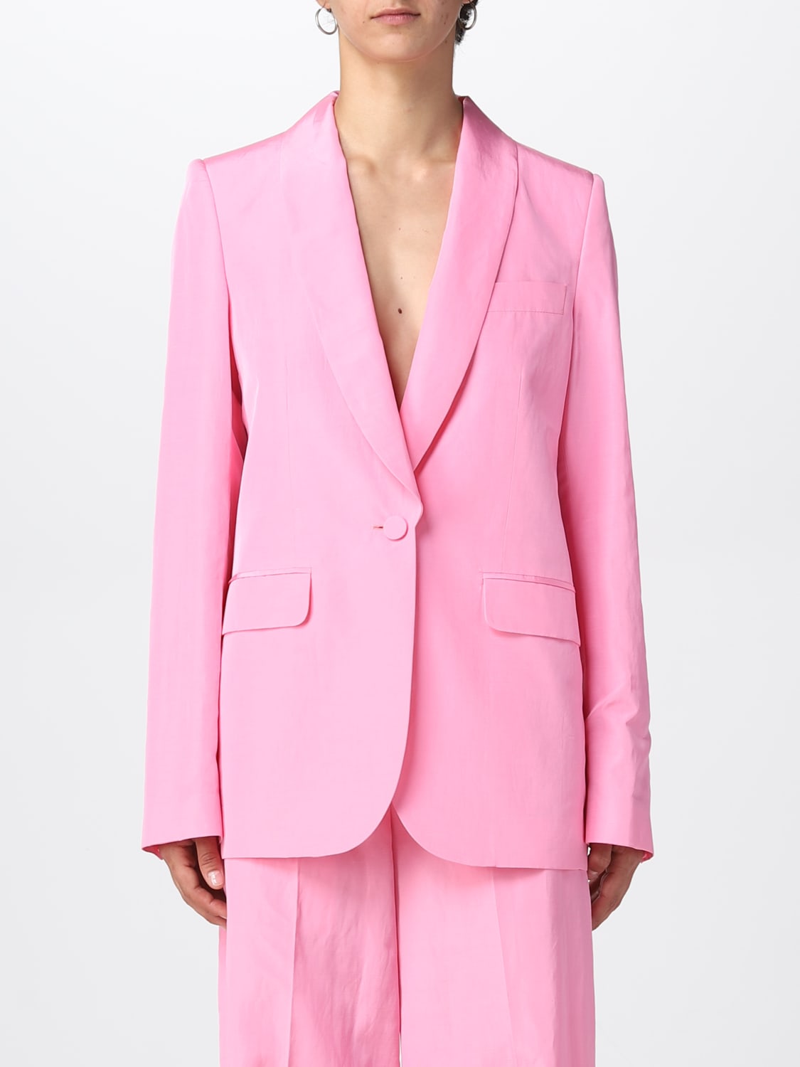 MSGM BLAZER: MSGM blazer in viscose and linen, Fuchsia - Img 1