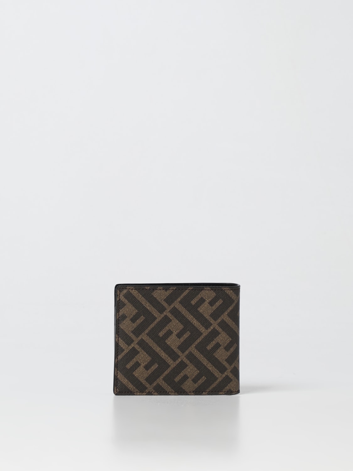 FENDI WALLET: FF Diagonal Fendi coated cotton and leather wallet, Tobacco - Img 3