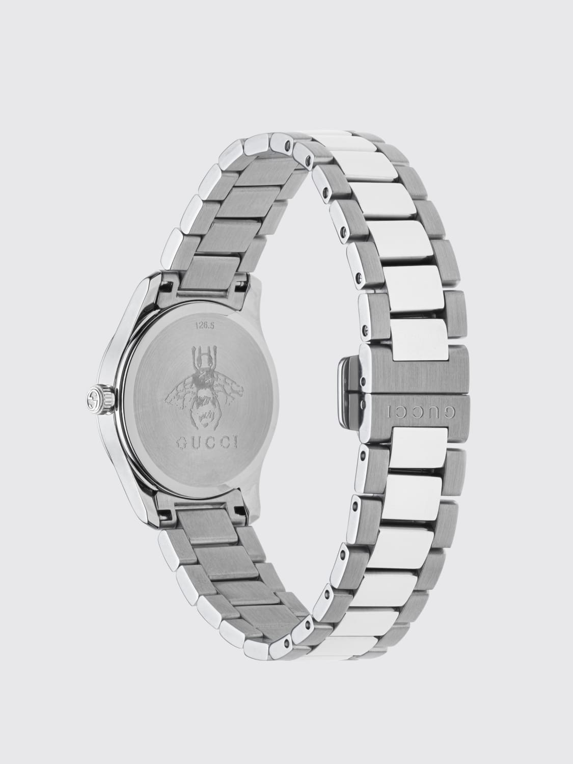 GUCCI: G-Timeless Stainless Steel Watch with Cat Head Dial - Silver | Gucci  watch YA126595 online at GIGLIO.COM