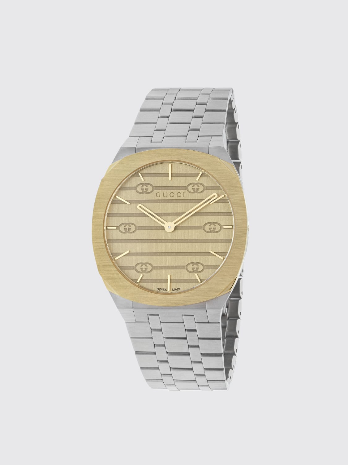 GUCCI WATCH: Gucci 25H watch in steel with 18k gold plating, Gold - Img 1