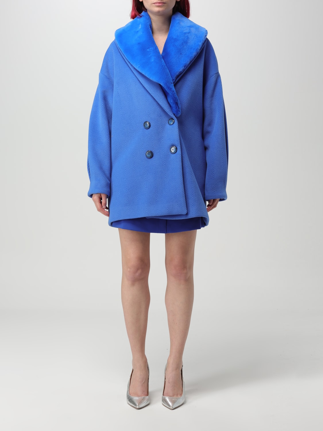 HANITA COAT: Coat woman Hanita, Gnawed Blue - Img 1