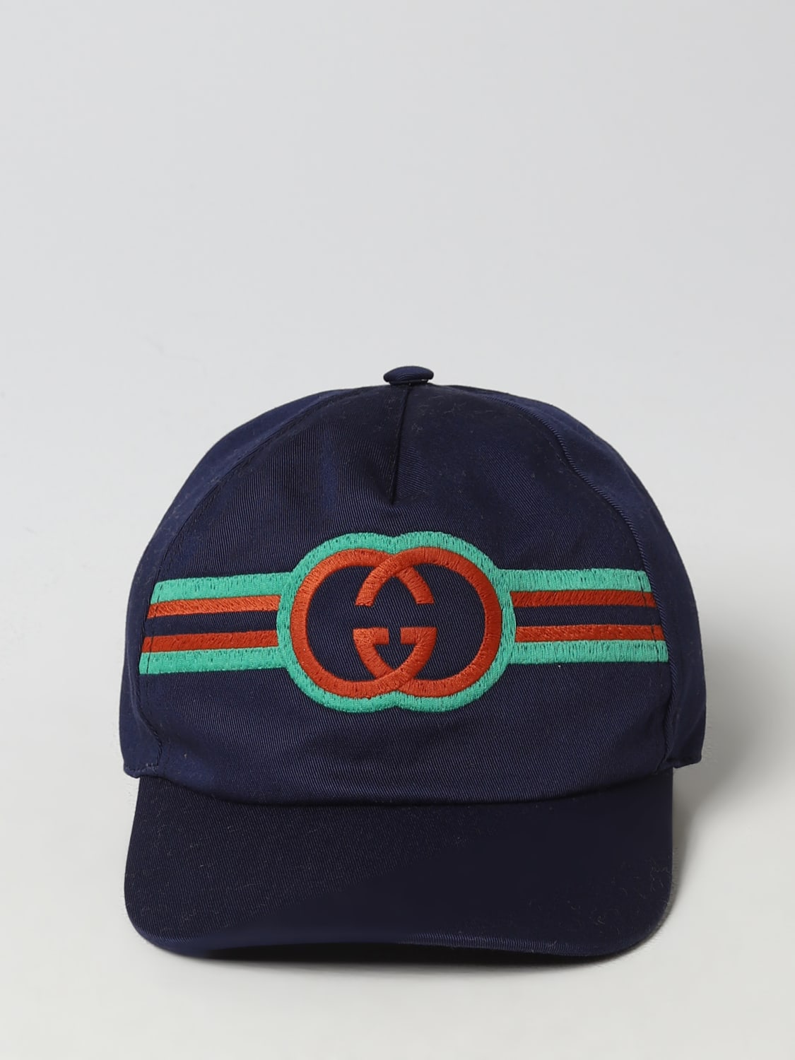 GUCCI HAT: Gucci hat in cotton with embroidered GG monogram, Blue - Img 2