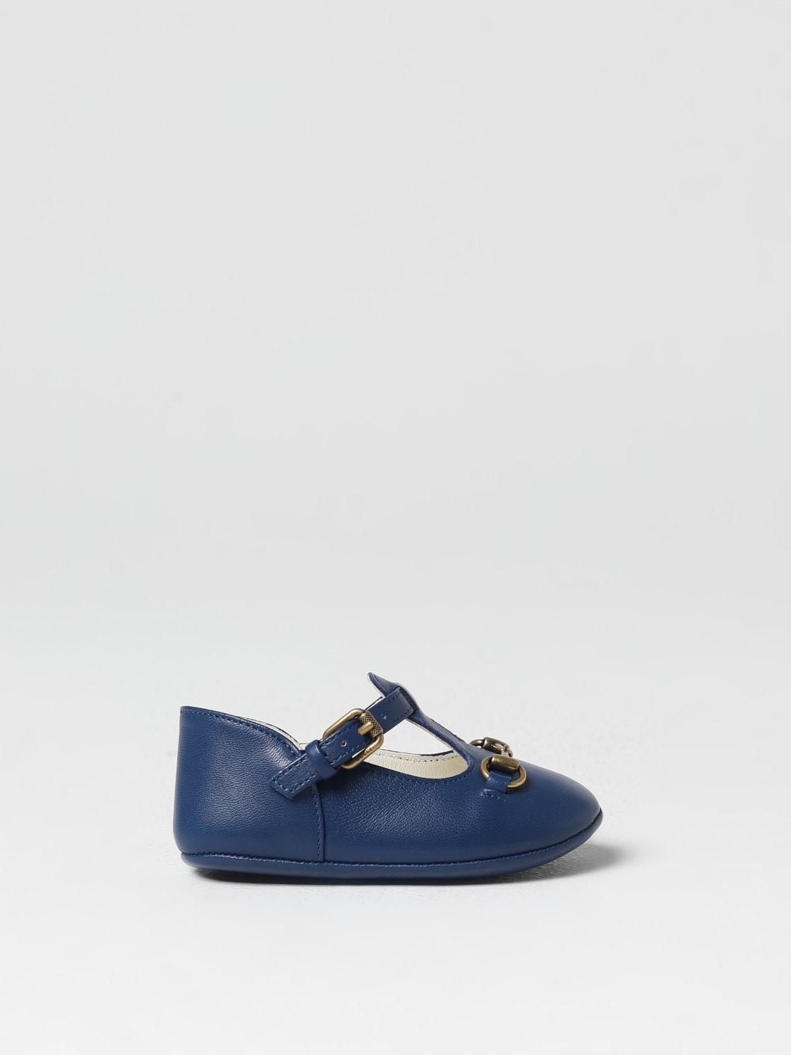 GUCCI SCARPE: Mocassino Gucci in pelle con morsetto in metallo, Blue - Img 1