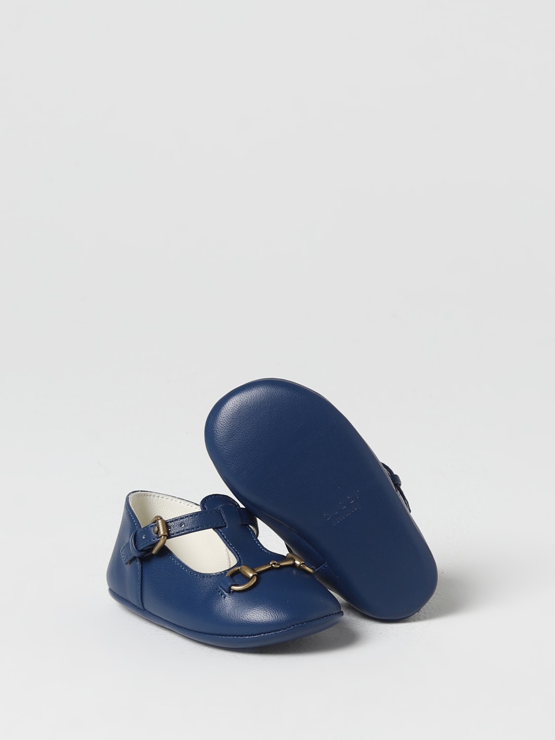 GUCCI SCARPE: Mocassino Gucci in pelle con morsetto in metallo, Blue - Img 2