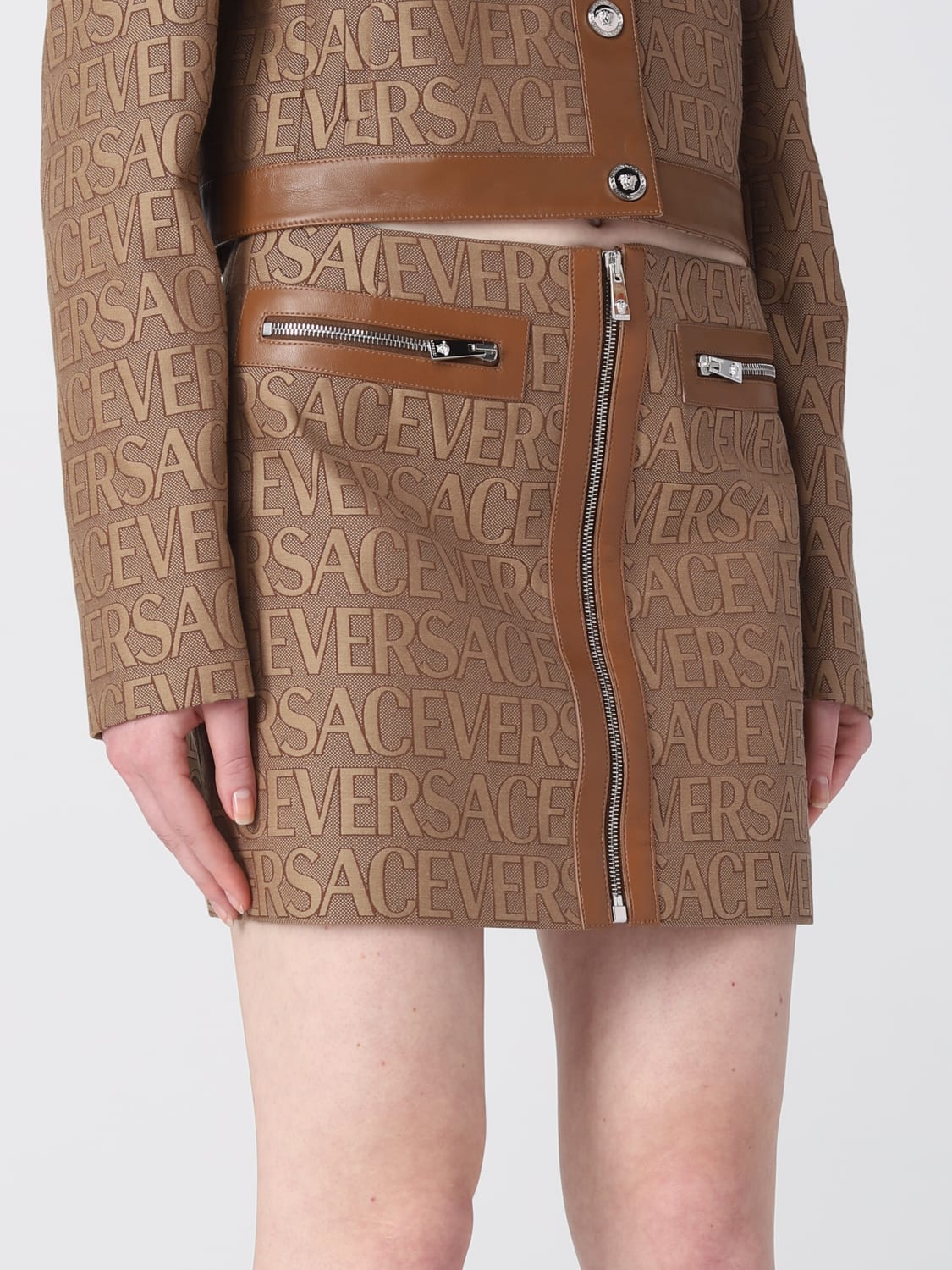 VERSACE SKIRT: Versace canvas skirt, Beige - Img 5