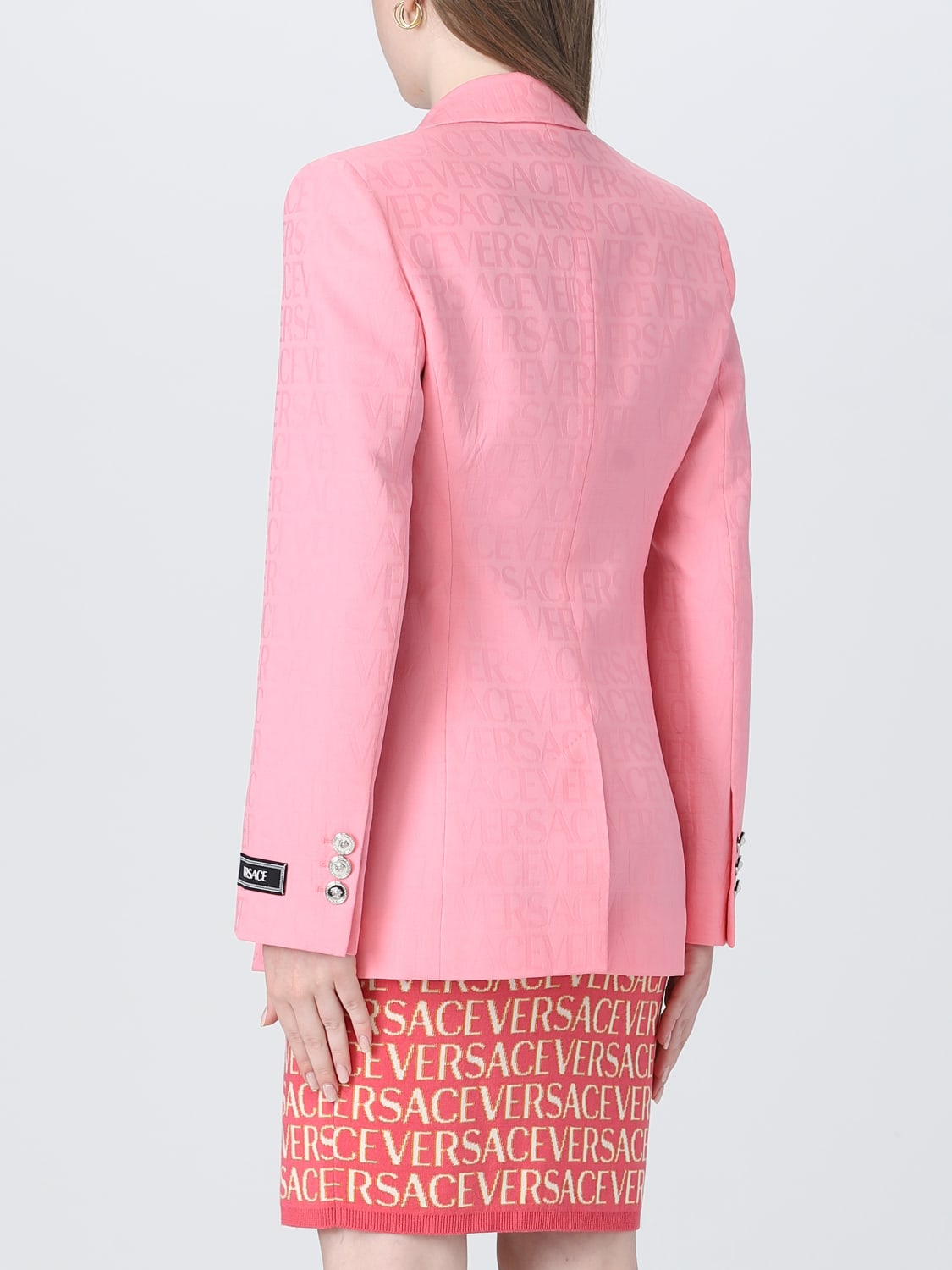 VERSACE BLAZER: Versace blazer in jacquard wool, Pink - Img 3