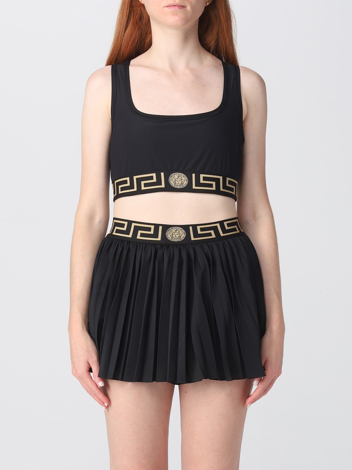 VERSACE TOP: Versace top in stretch technical fabric, Black - Img 1