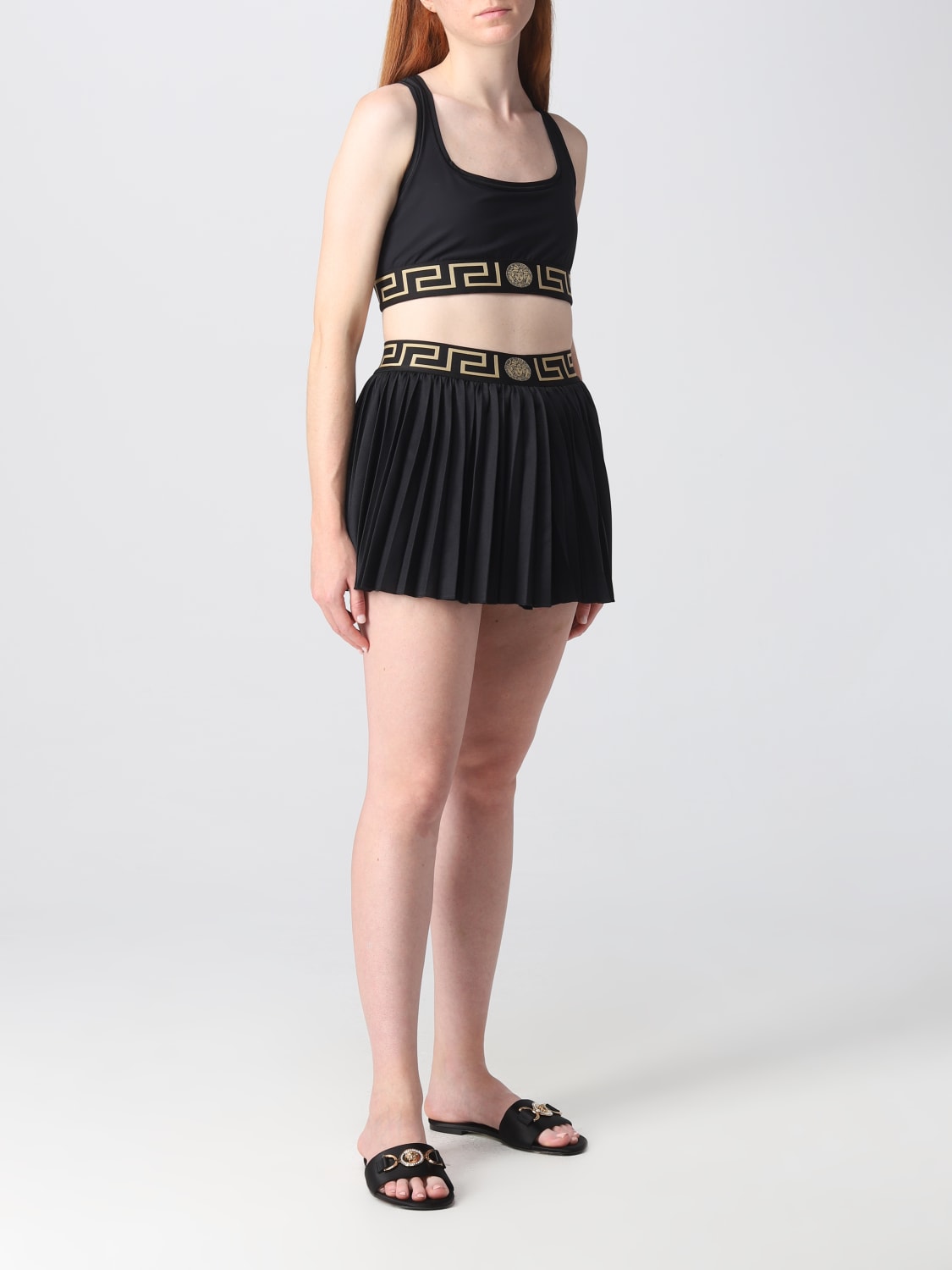 VERSACE TOP: Versace top in stretch technical fabric, Black - Img 2