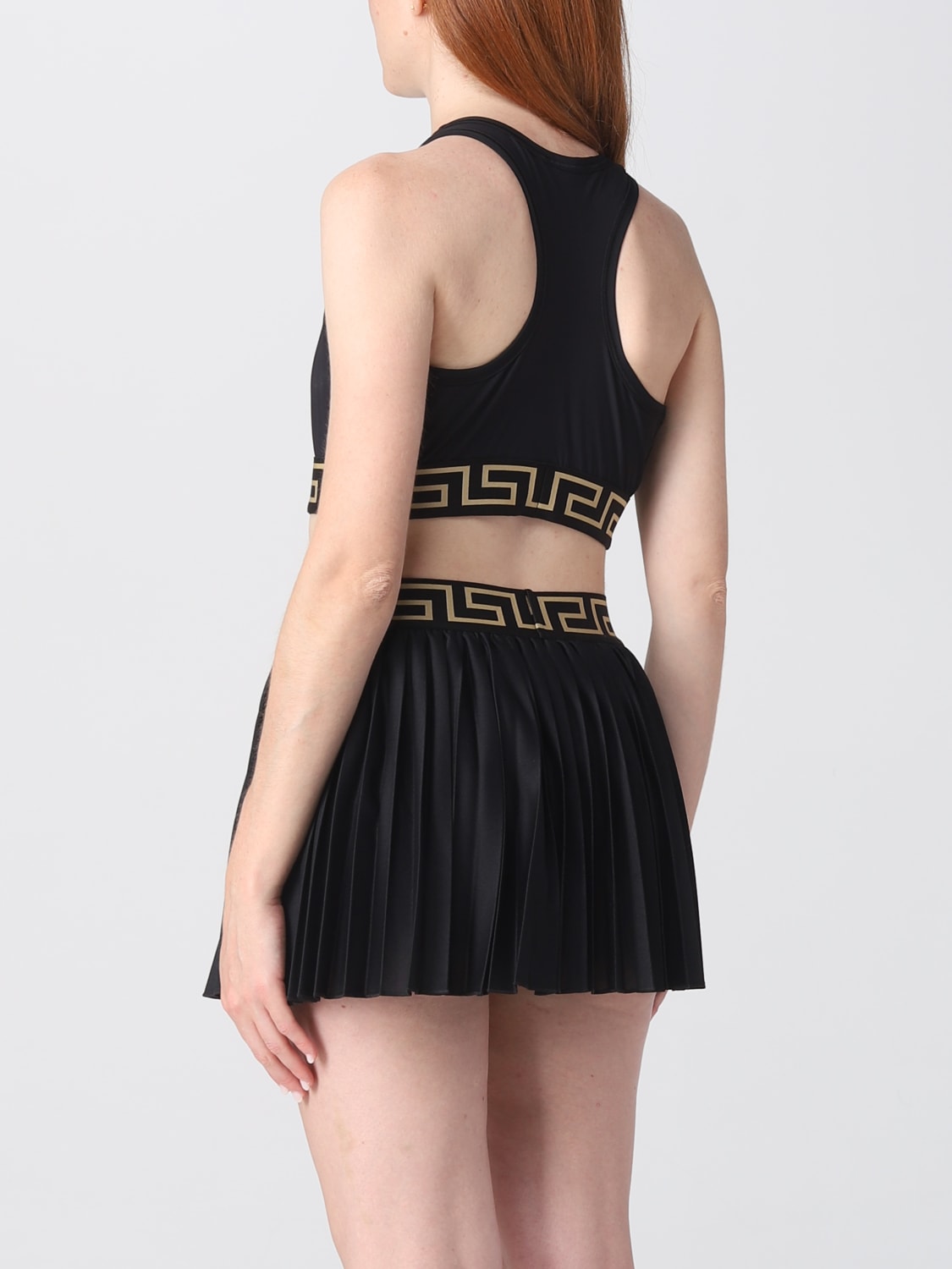 VERSACE TOP: Versace top in stretch technical fabric, Black - Img 3