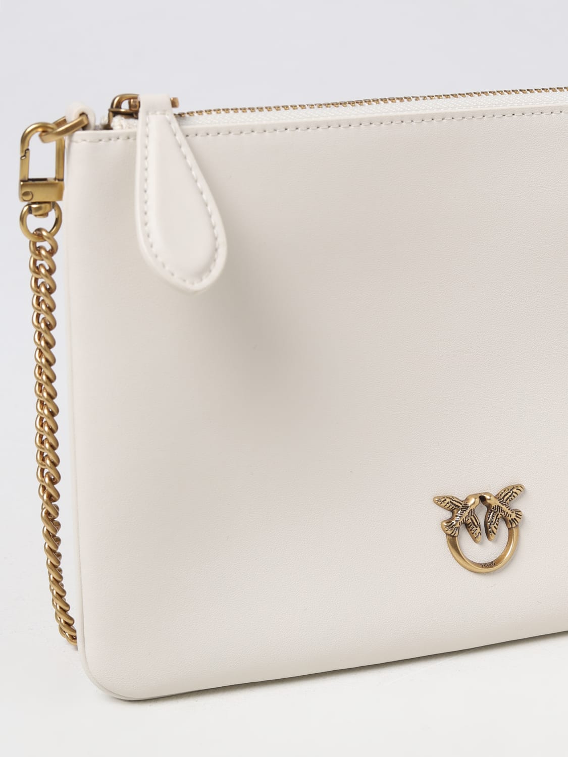 PINKO BORSA MINI: Borsa Classic Flat Pinko in pelle , Bianco - Img 3