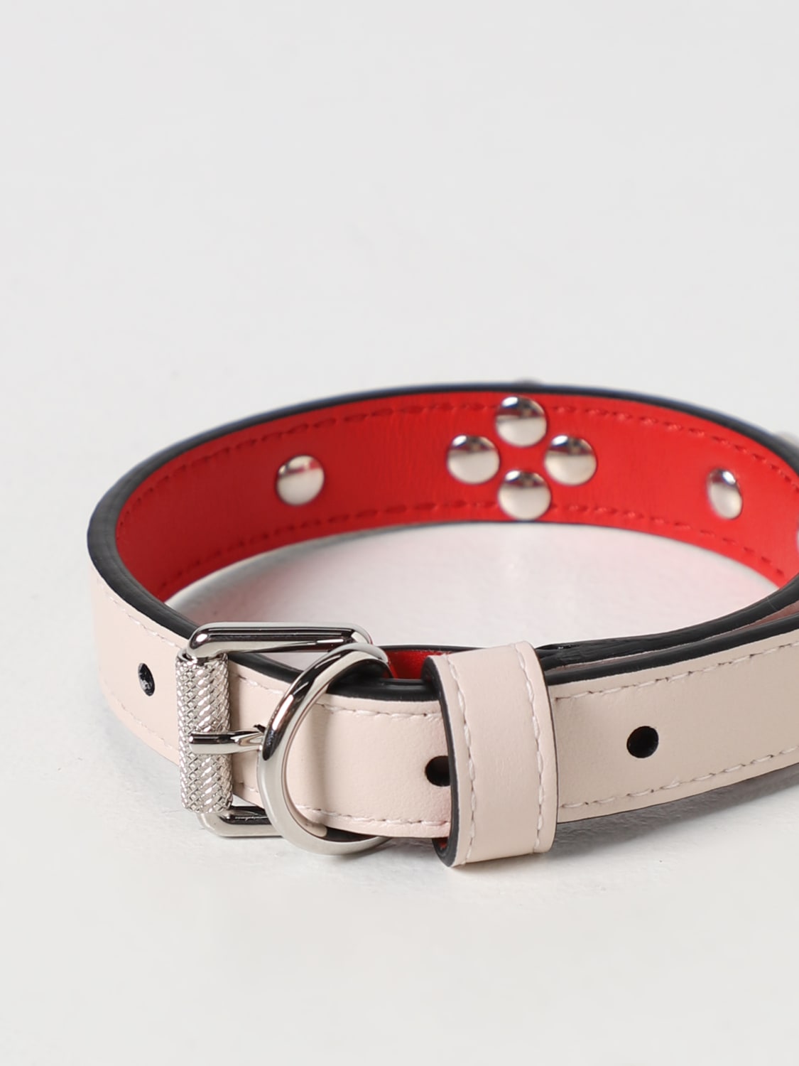 CHRISTIAN LOUBOUTIN PET ACCESSORIES: Christian Louboutin Loubicollar collar in leather with Spikes, Milk - Img 2