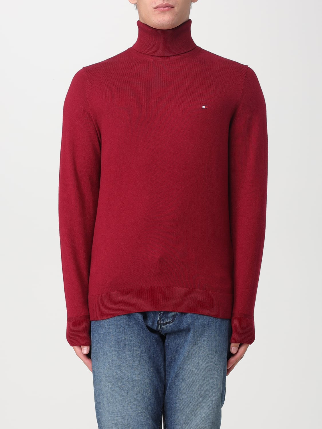 TOMMY HILFIGER SWEATER: Tommy Hilfiger basic turtleneck sweater, Burgundy - Img 1