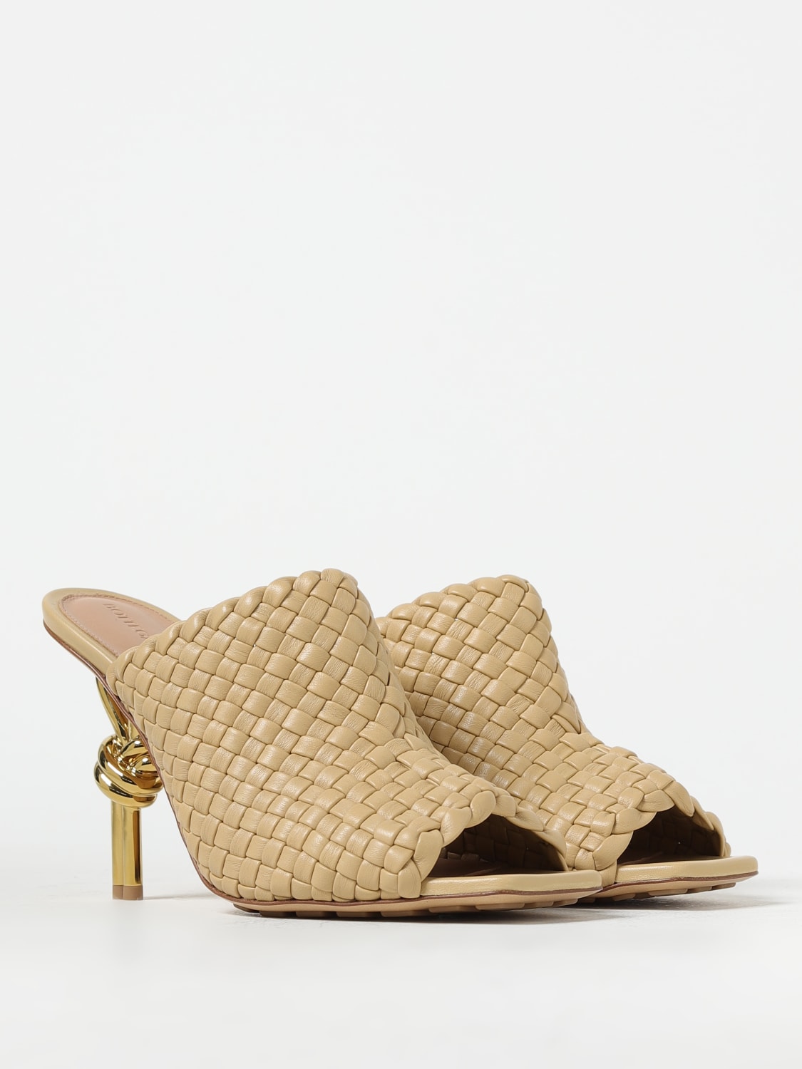 BOTTEGA VENETA: intreccio leather mules - Natural | Bottega Veneta heeled  sandals 754143V2P50 online at GIGLIO.COM