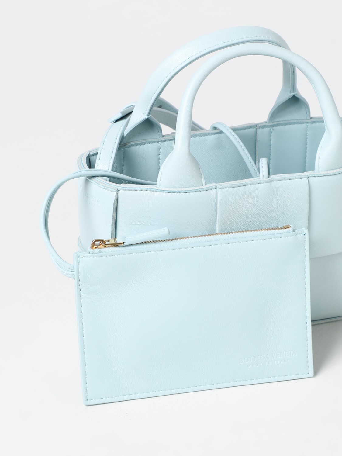 BOTTEGA VENETA MINI BAG: Bottega Veneta Candy Arco bag in woven nappa, Sky Blue - Img 3