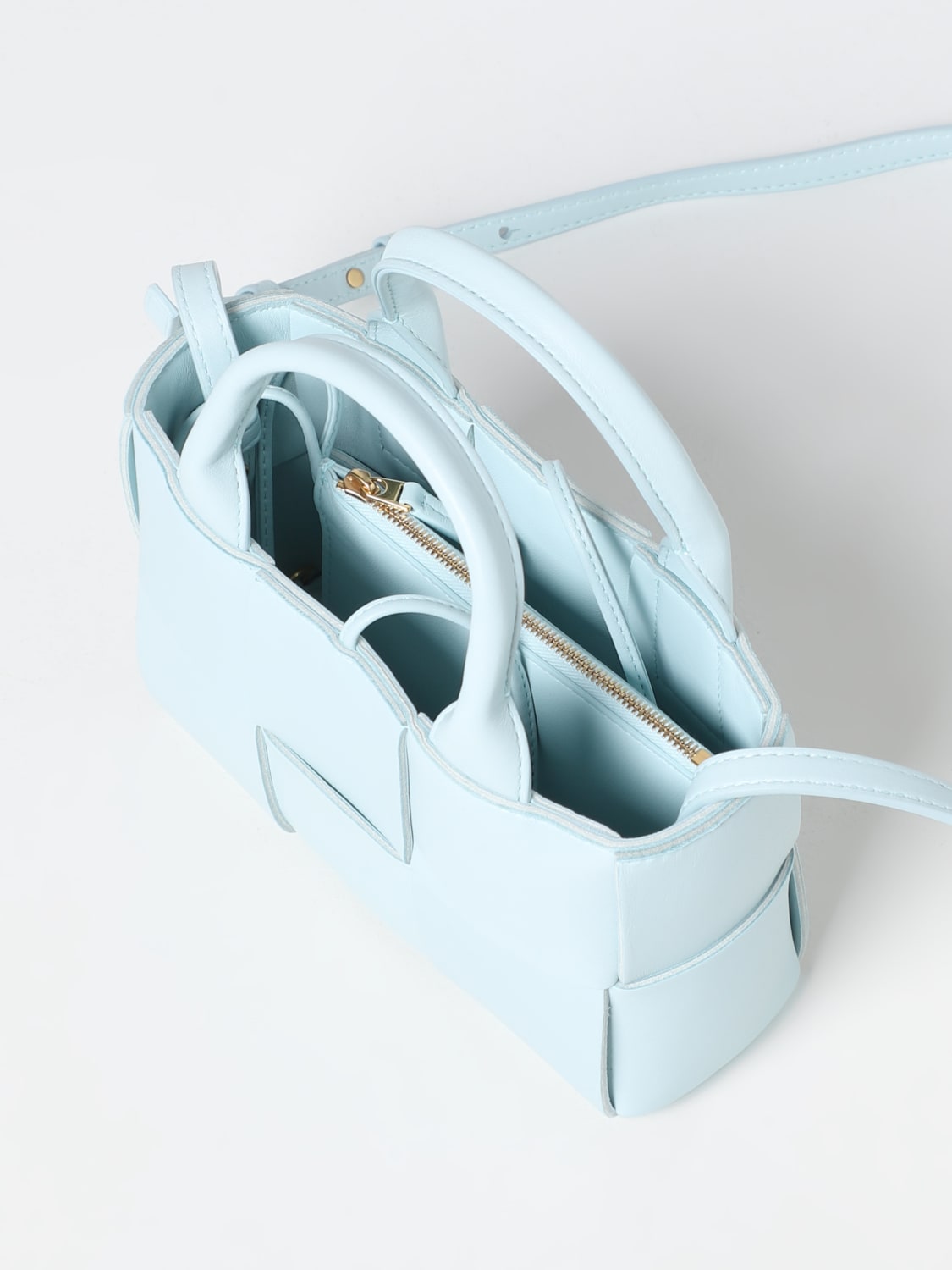 BOTTEGA VENETA MINI BAG: Bottega Veneta Candy Arco bag in woven nappa, Sky Blue - Img 4