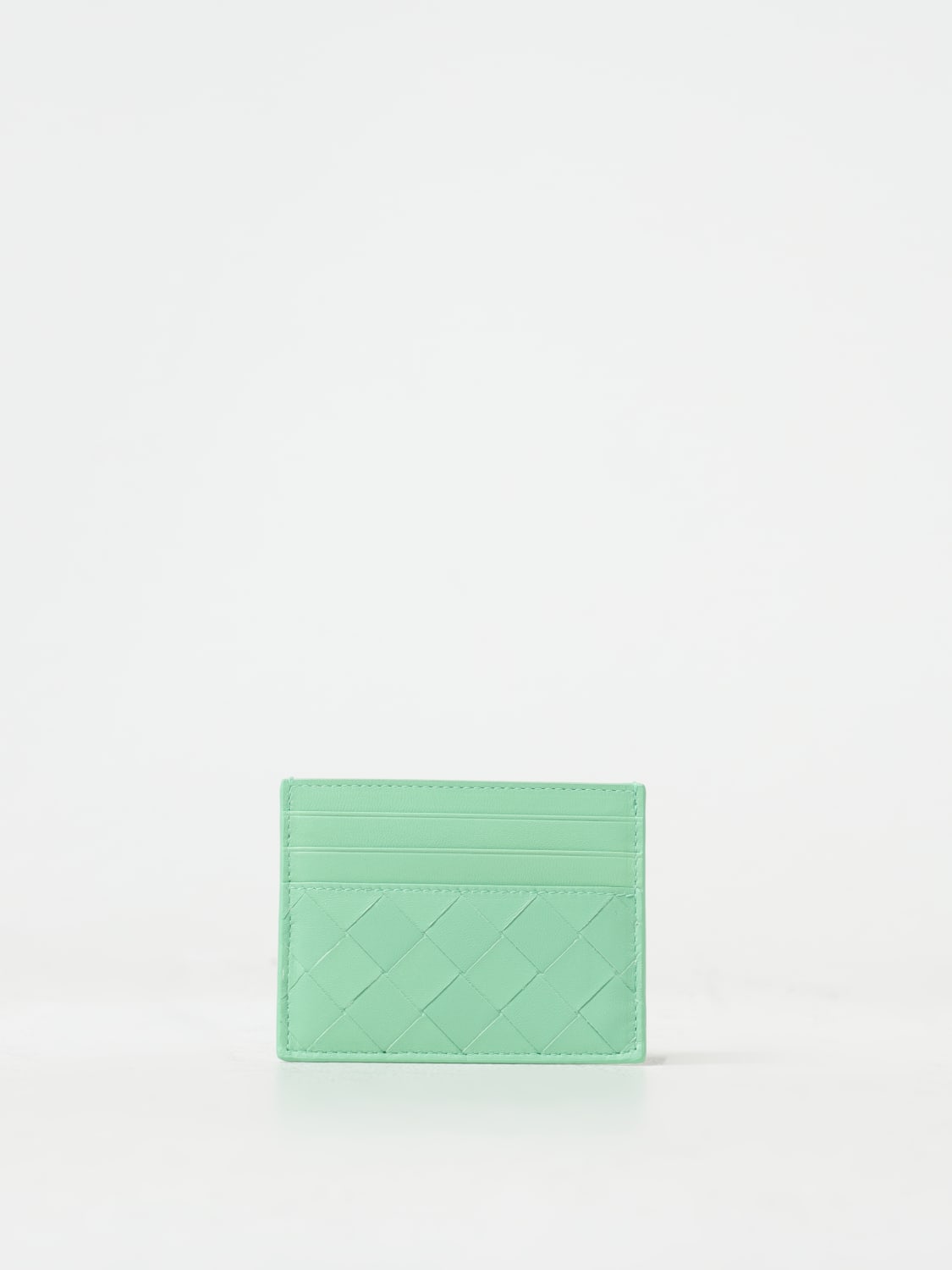 BOTTEGA VENETA WALLET: Bottega Veneta credit card holder in woven nappa, Water - Img 1