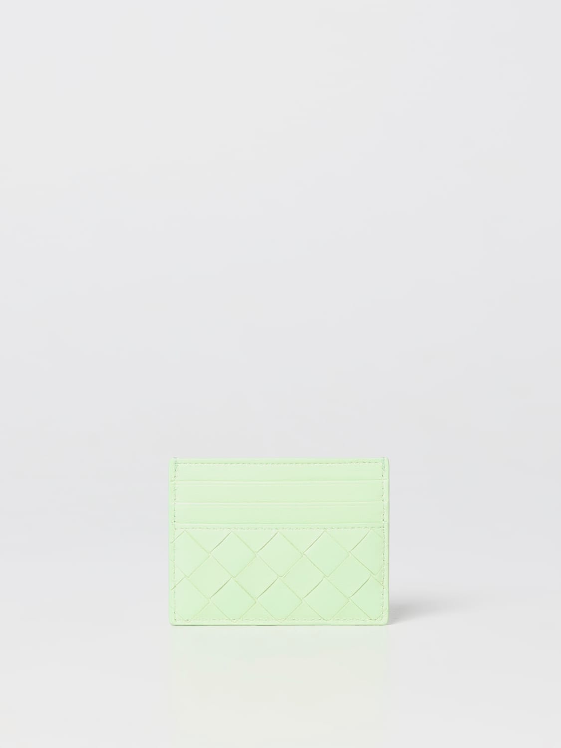 BOTTEGA VENETA WALLET: Bottega Veneta credit card holder in woven nappa, Pistachio - Img 2