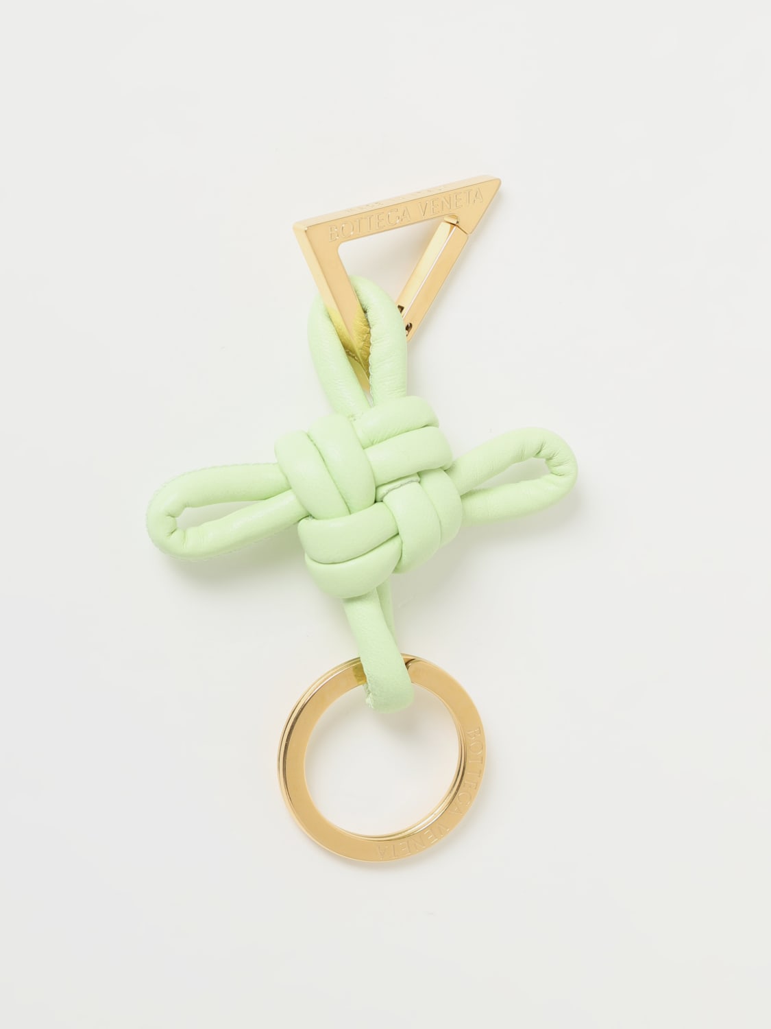 ★BOTTEGA VENETA★ Triangle Keyring New Sage 619100V00503403 Bottega Veneta: Black Triangle Keychain | SSENSE