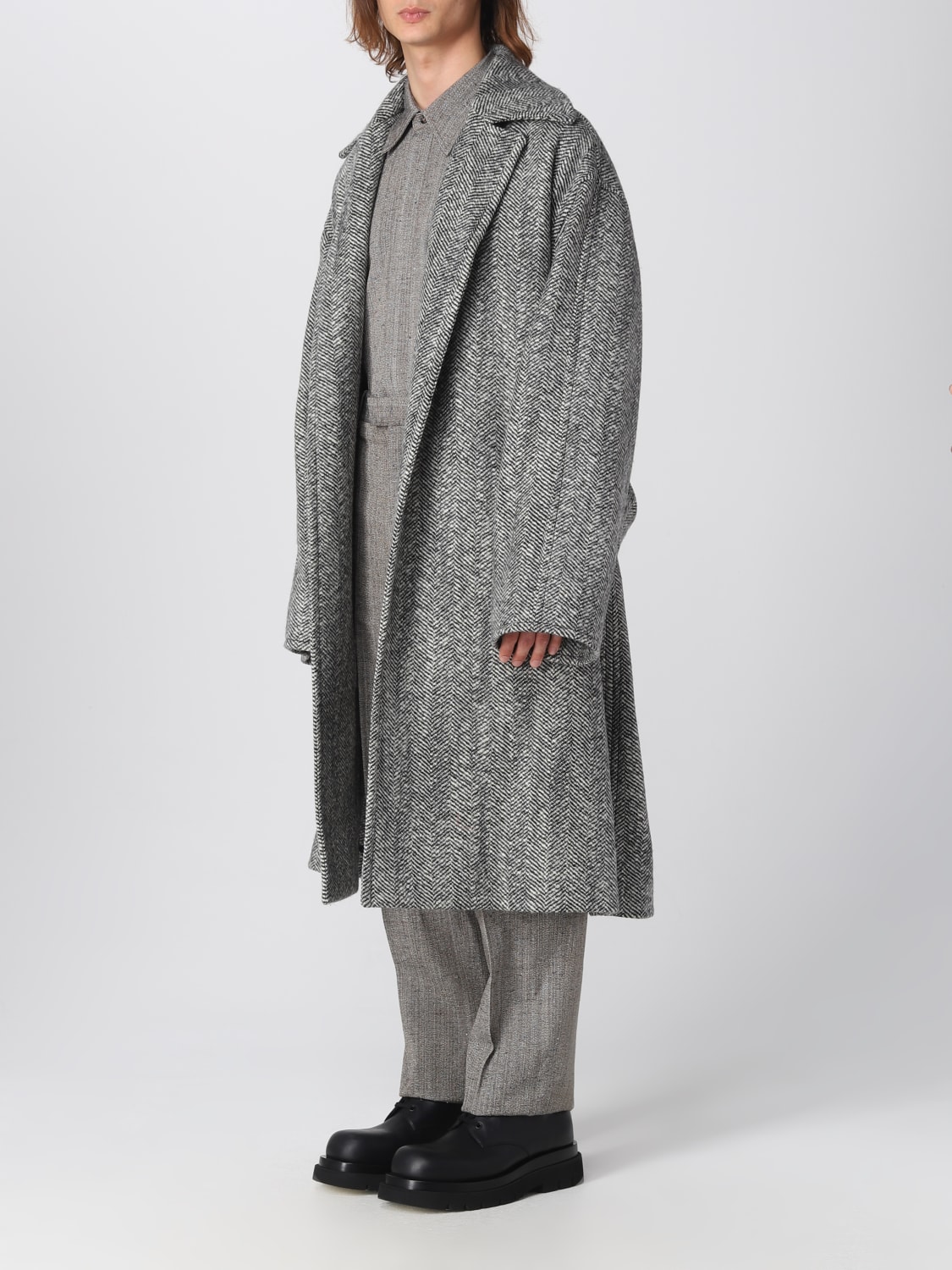 BOTTEGA VENETA COAT: Bottega Veneta coat in wool felt, Grey - Img 4