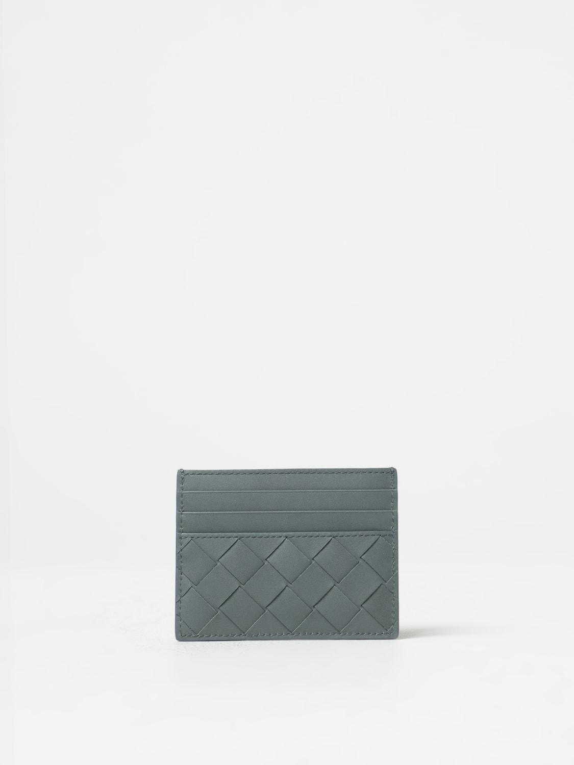 BOTTEGA VENETA WALLET: Bottega Veneta credit card holder in woven leather, Grey - Img 2