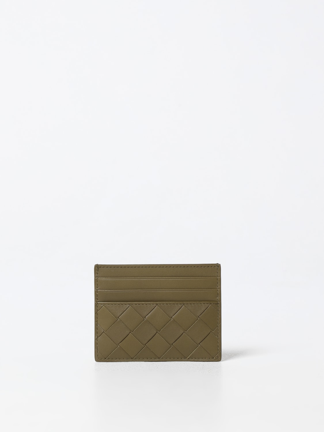 BOTTEGA VENETA WALLET: Bottega Veneta credit card holder in woven leather, Kaki - Img 2