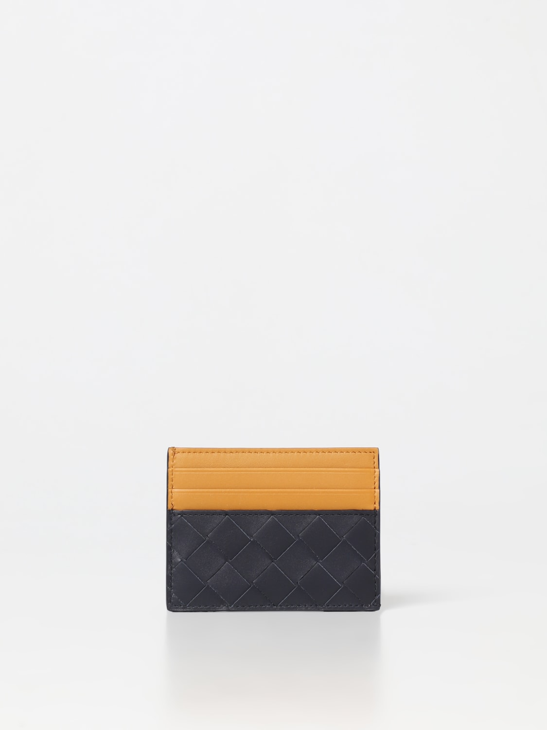 BOTTEGA VENETA WALLET: Bottega Veneta credit card holder in woven leather, Blue - Img 1