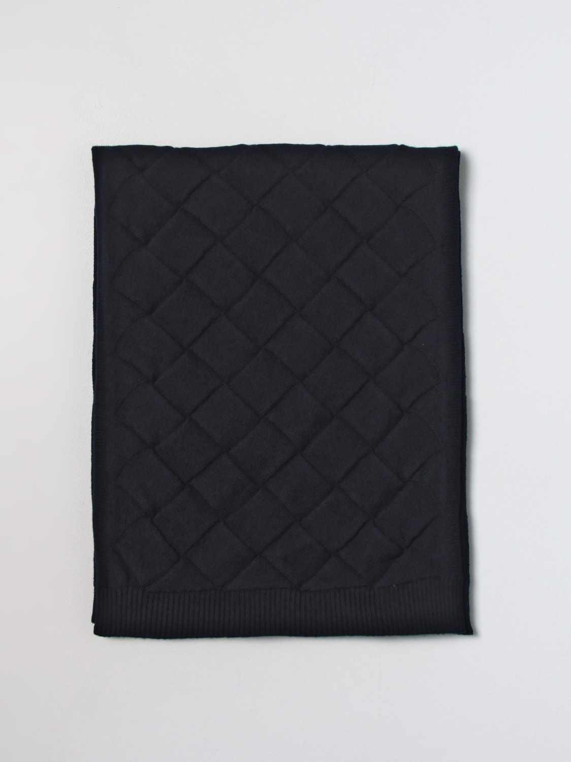 BOTTEGA VENETA SCARF: Bottega Veneta scarf in wool with 3D Intreccio pattern, Navy - Img 1