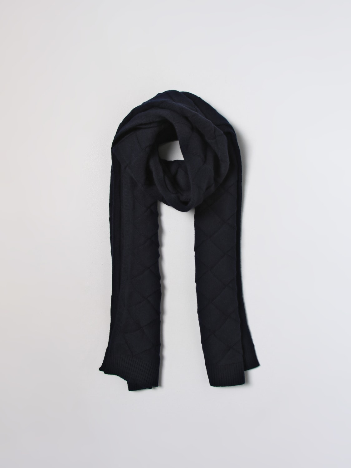 BOTTEGA VENETA SCARF: Bottega Veneta scarf in wool with 3D Intreccio pattern, Navy - Img 2