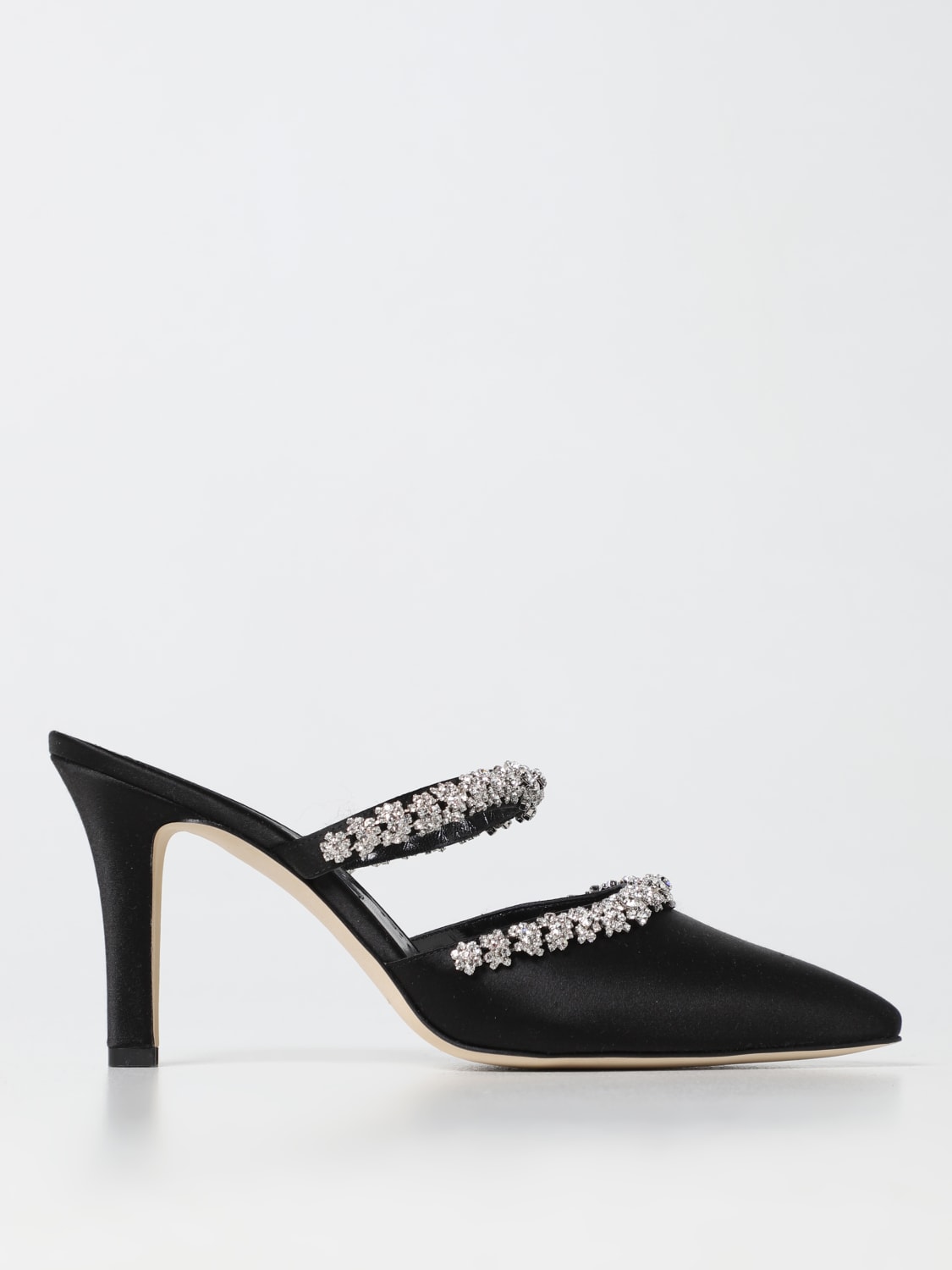 MANOLO BLAHNIK HIGH HEEL SHOES: Manolo Blahnik Vedadamu satin mules, Black - Img 1