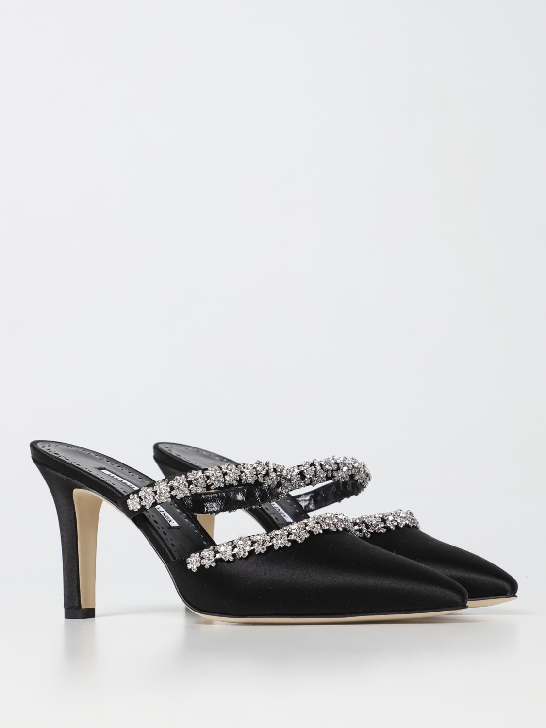 MANOLO BLAHNIK HIGH HEEL SHOES: Manolo Blahnik Vedadamu satin mules, Black - Img 2