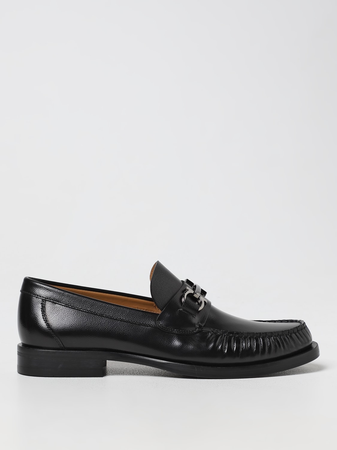 FERRAGAMO LOAFERS: Ferragamo Fort moccasins in grained leather, Black - Img 1