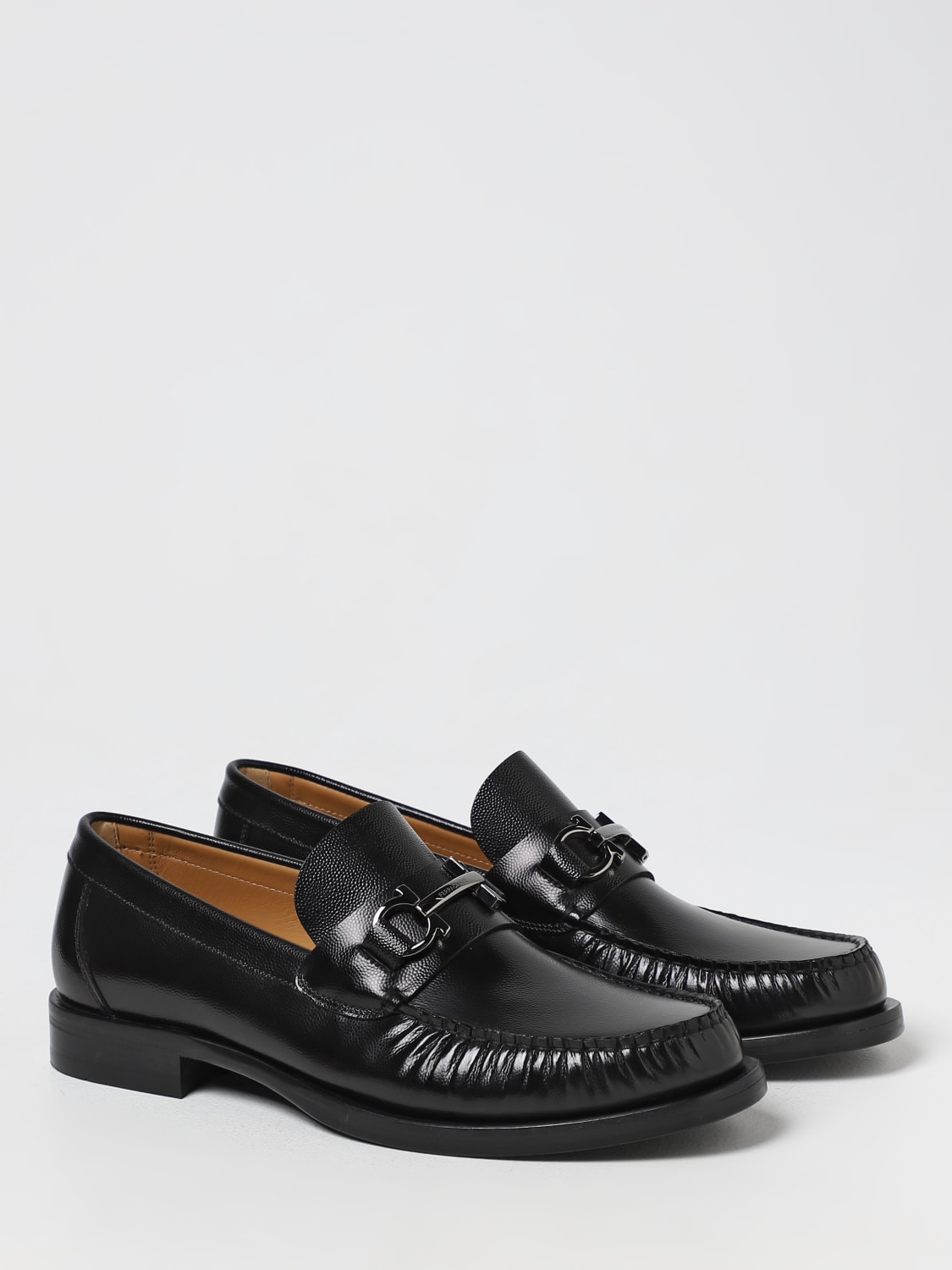 FERRAGAMO LOAFERS: Ferragamo Fort moccasins in grained leather, Black - Img 2