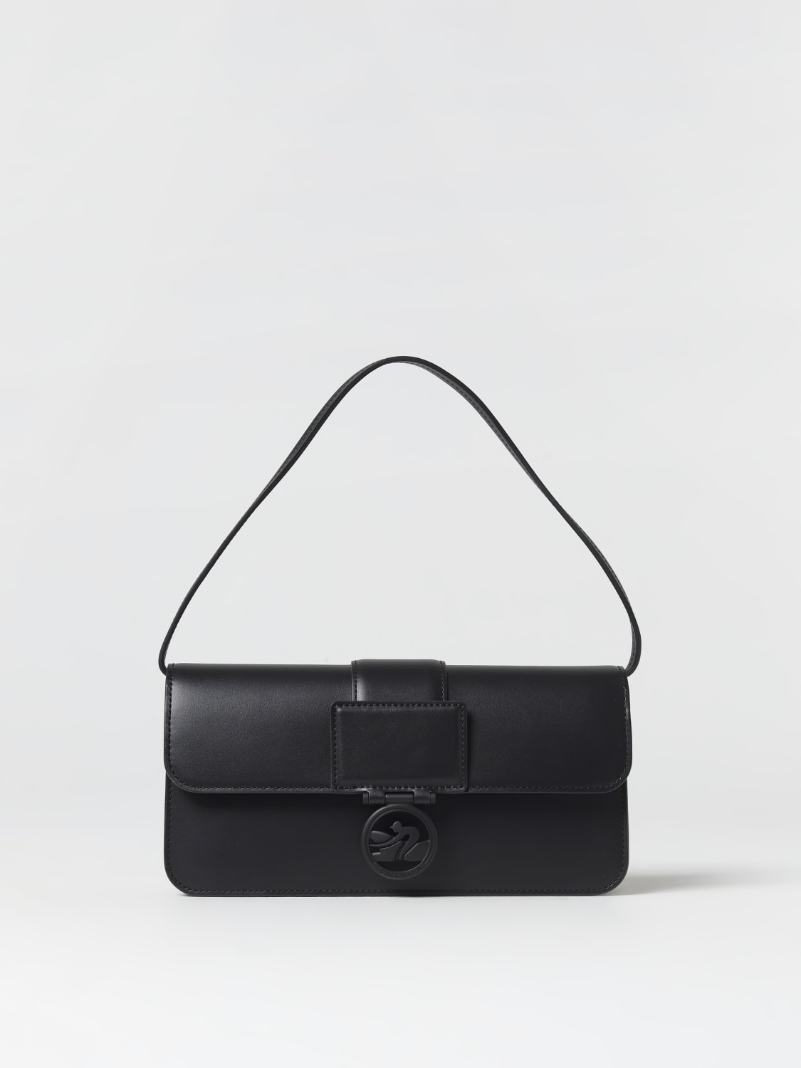 LONGCHAMP BORSA A SPALLA: Borsa Box-Trot Longchamp in pelle con placca logo, Nero - Img 1