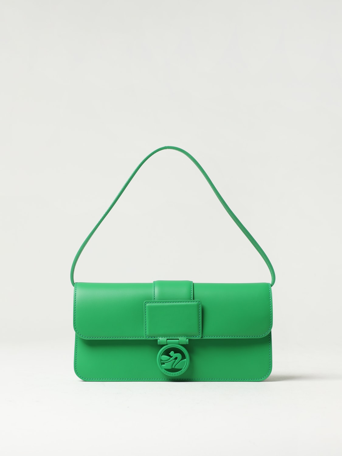 LONGCHAMP SHOULDER BAG: Longchamp Box-Trot bag in leather with logo plaque, Green - Img 1