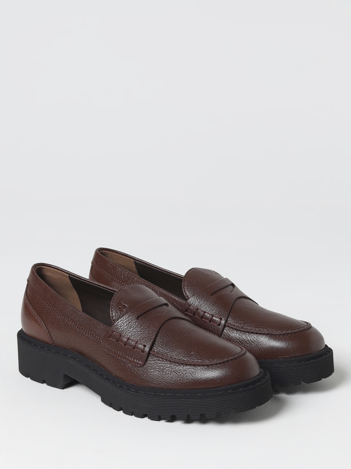 HOGAN LOAFERS: Hogan moccasins in grained leather, Brown - Img 2