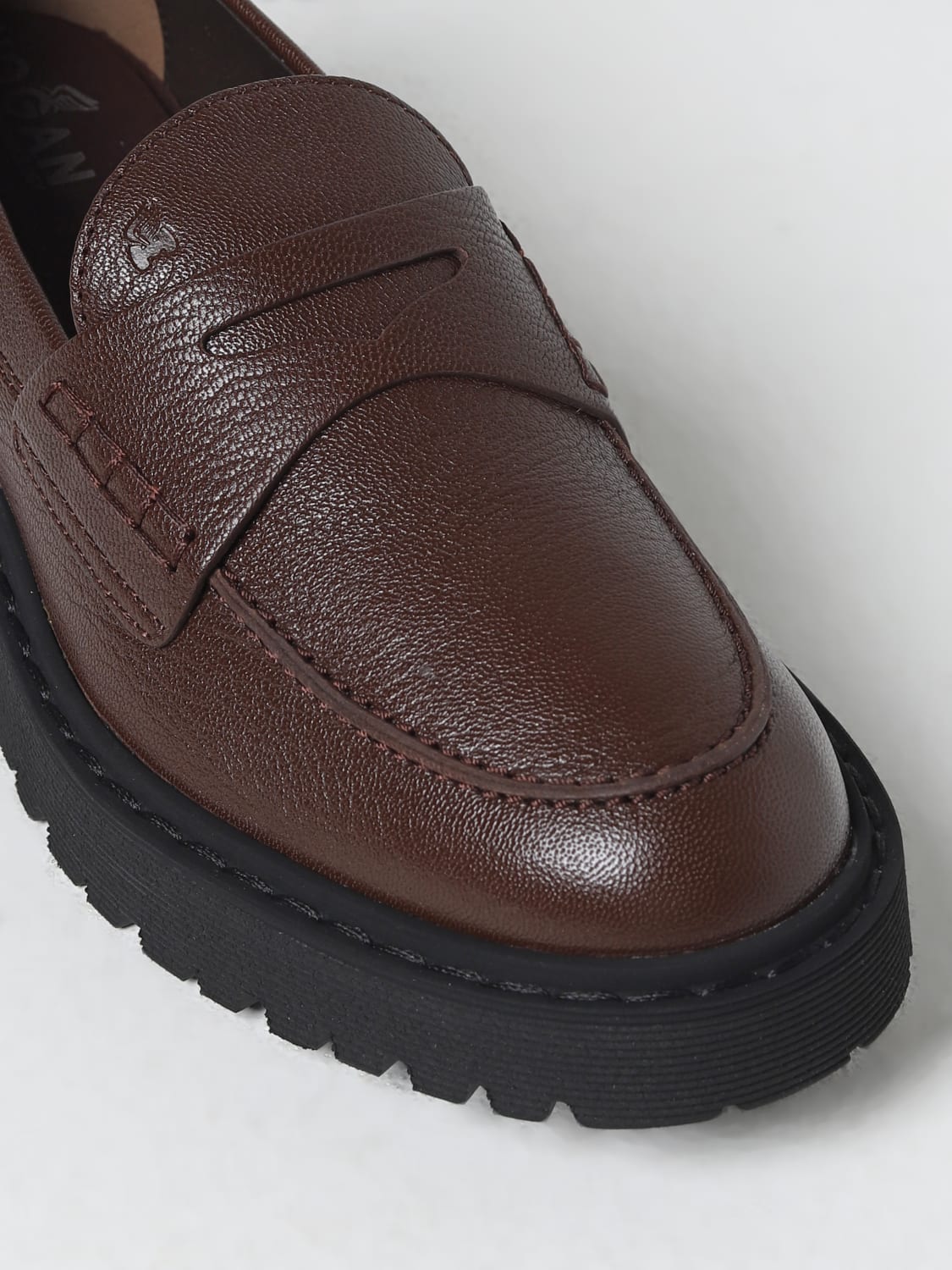 HOGAN LOAFERS: Hogan moccasins in grained leather, Brown - Img 4