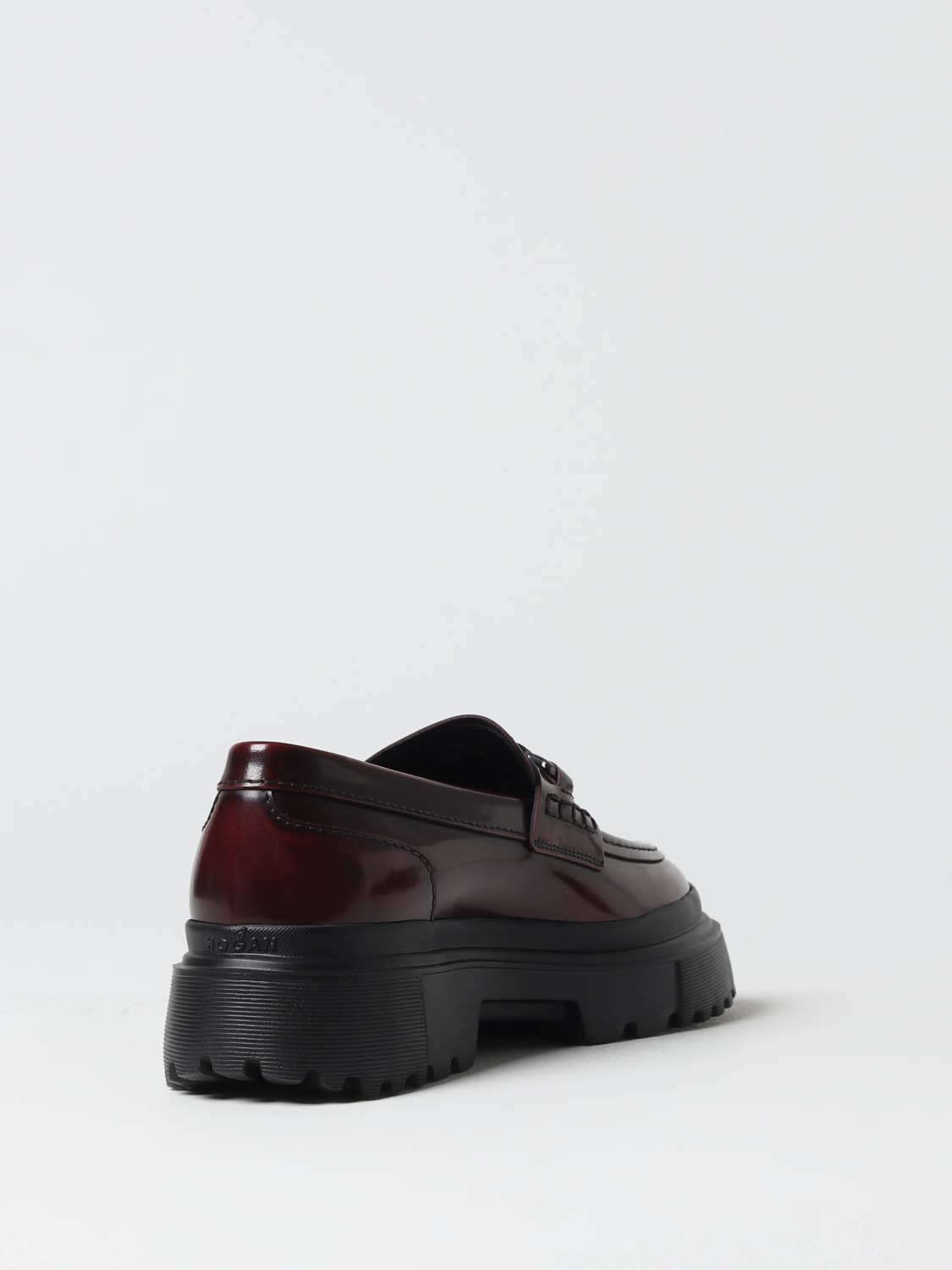 HOGAN: H619 moccasins in brushed leather - Burgundy | Hogan loafers ...