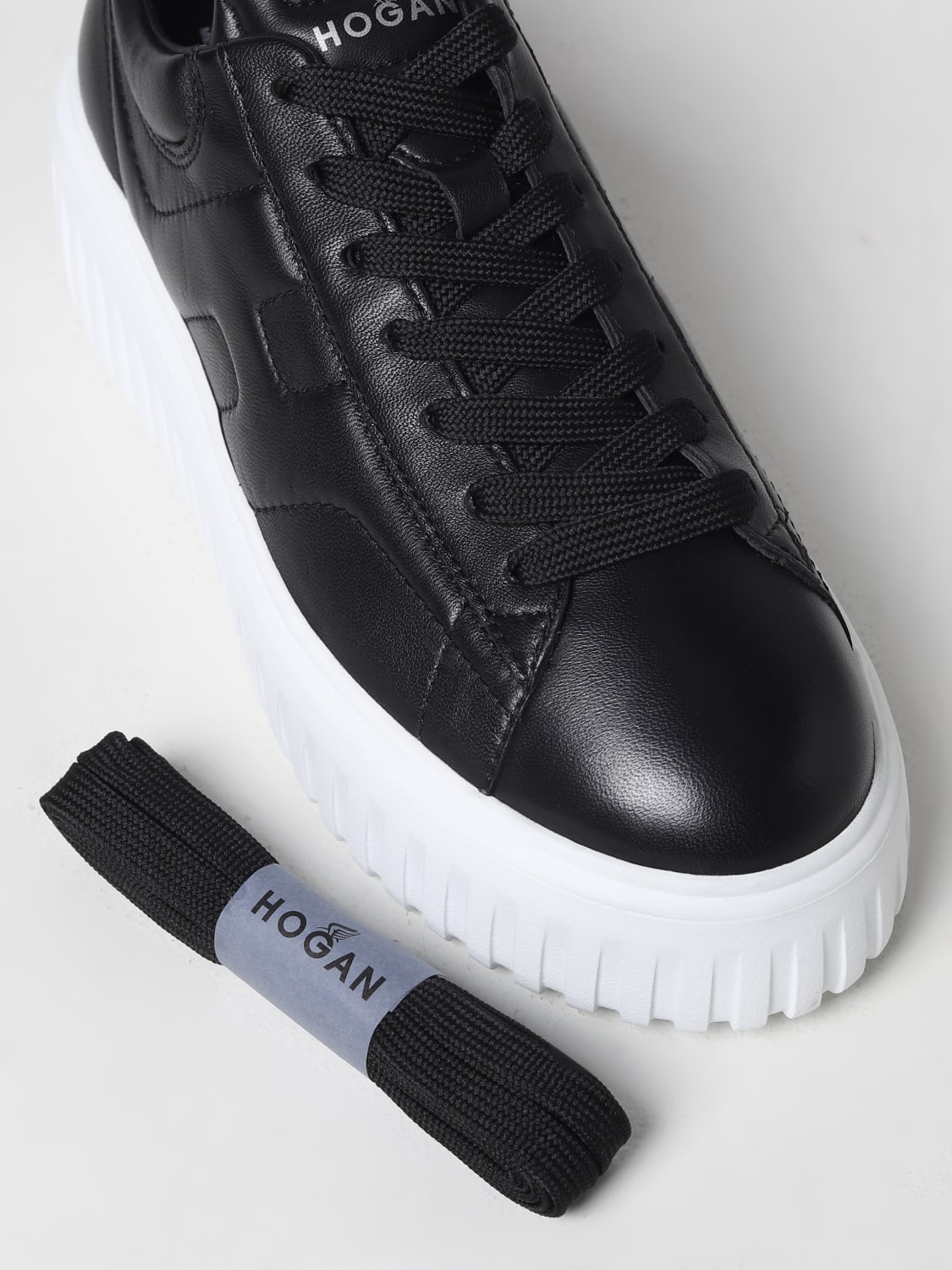 HOGAN: H-Stripes sneakers in nappa - Black | Hogan sneakers