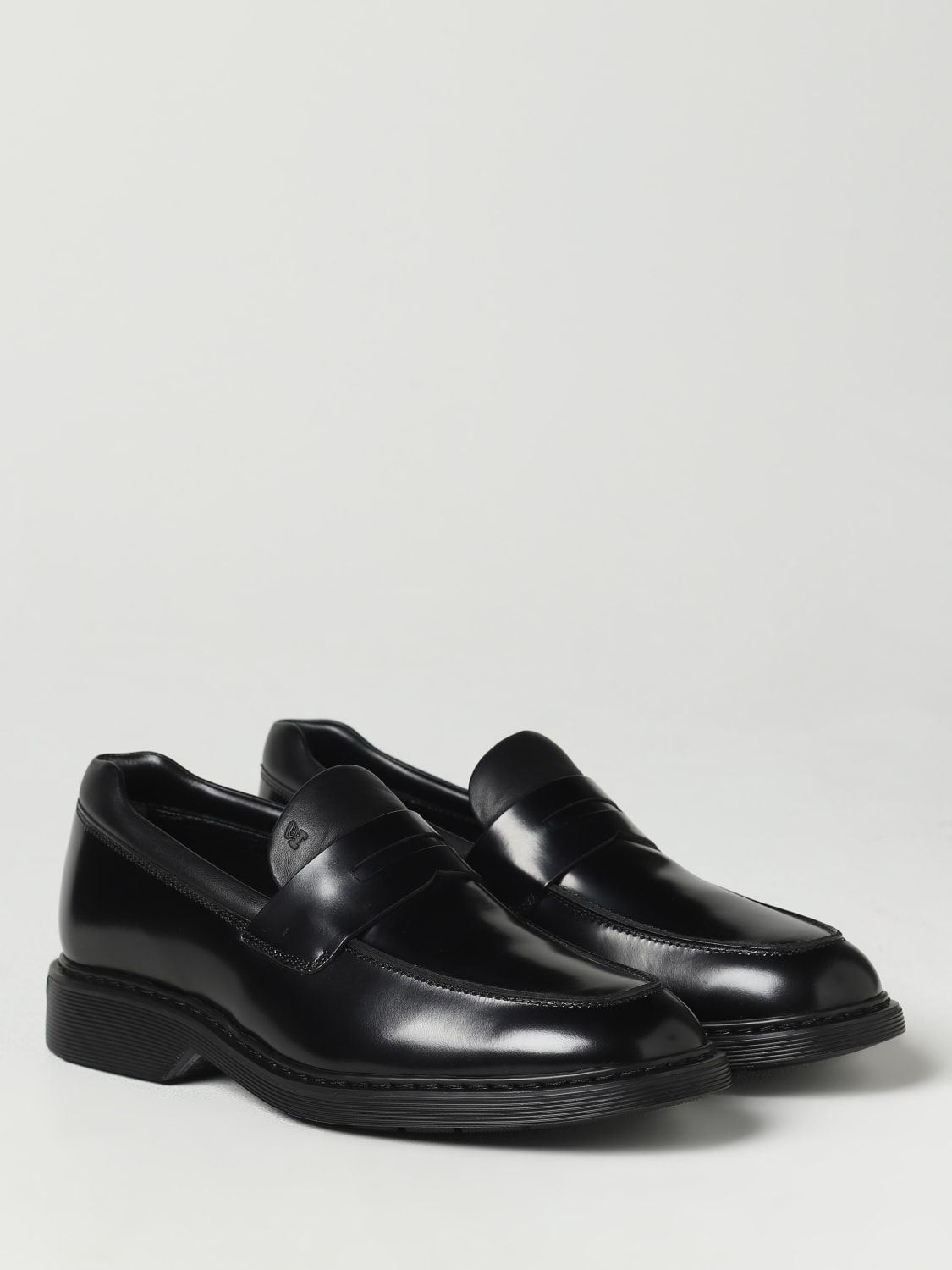 HOGAN LOAFERS: Hogan H576 moccasins in brushed leather, Black - Img 2