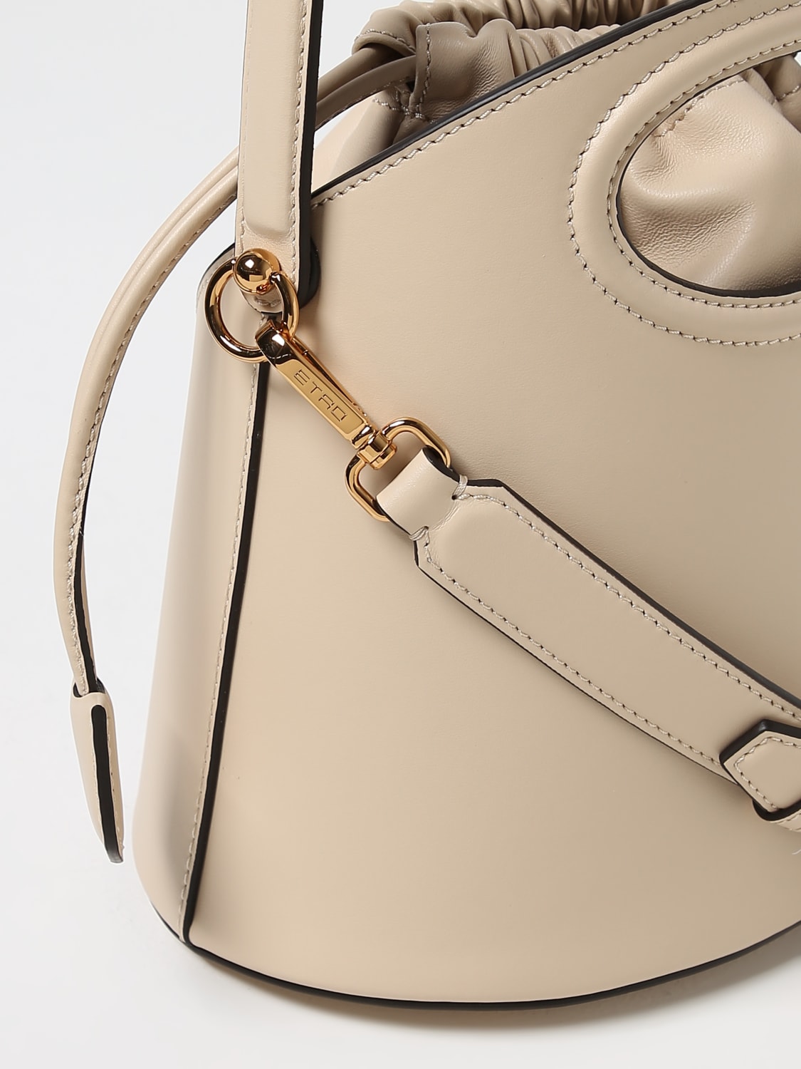 ETRO HANDBAG: Etro Saturno leather bag with shoulder strap, Yellow Cream - Img 3