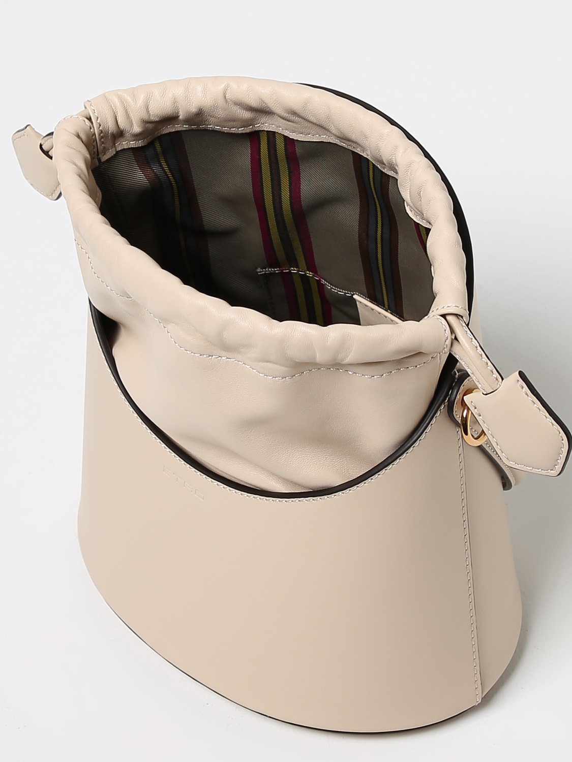 ETRO HANDBAG: Etro Saturno leather bag with shoulder strap, Yellow Cream - Img 4