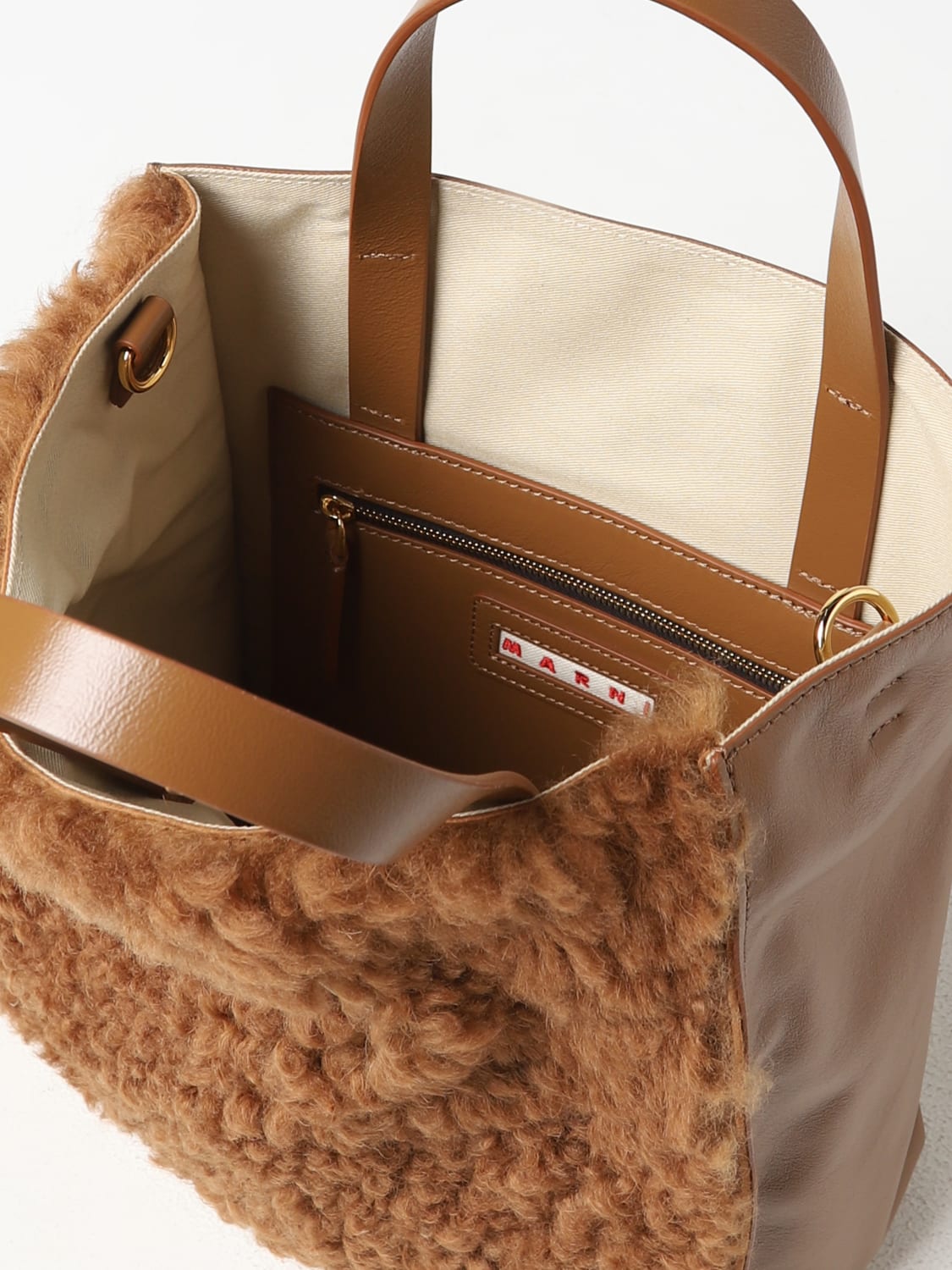 ハンドバッグ MARNI Woman Handbag Leather SHMP0018U8LM071 00W78 Marni Outlet: Museum bag in leather and shearling - Leather
