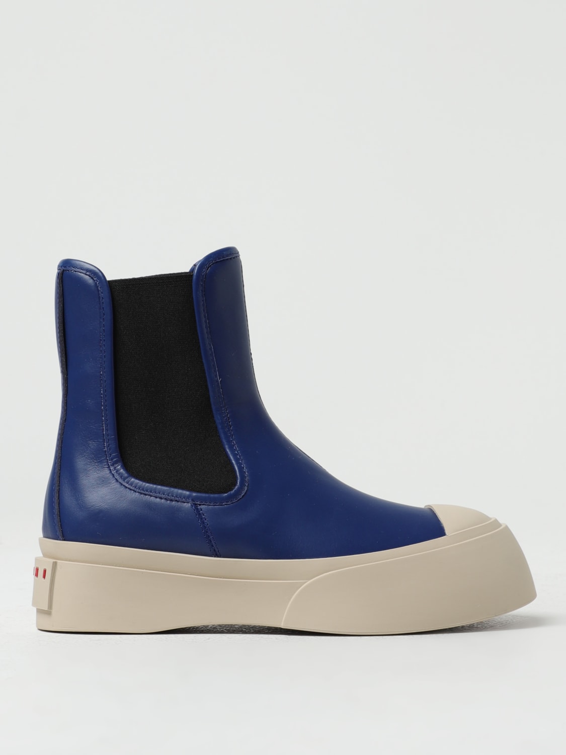 Marni Outlet: Pablo leather ankle boots with logo - Blue | Marni flat ankle  boots TCZW000502P2722 online at GIGLIO.COM