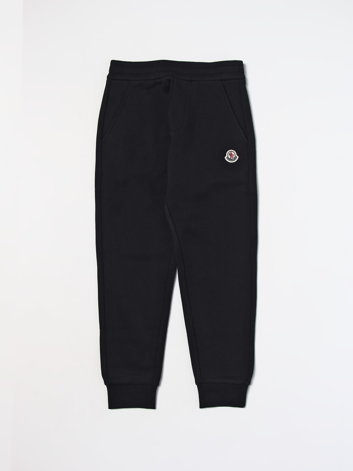 MONCLER PANTS: Moncler pants in cotton with logo, Blue - Img 1