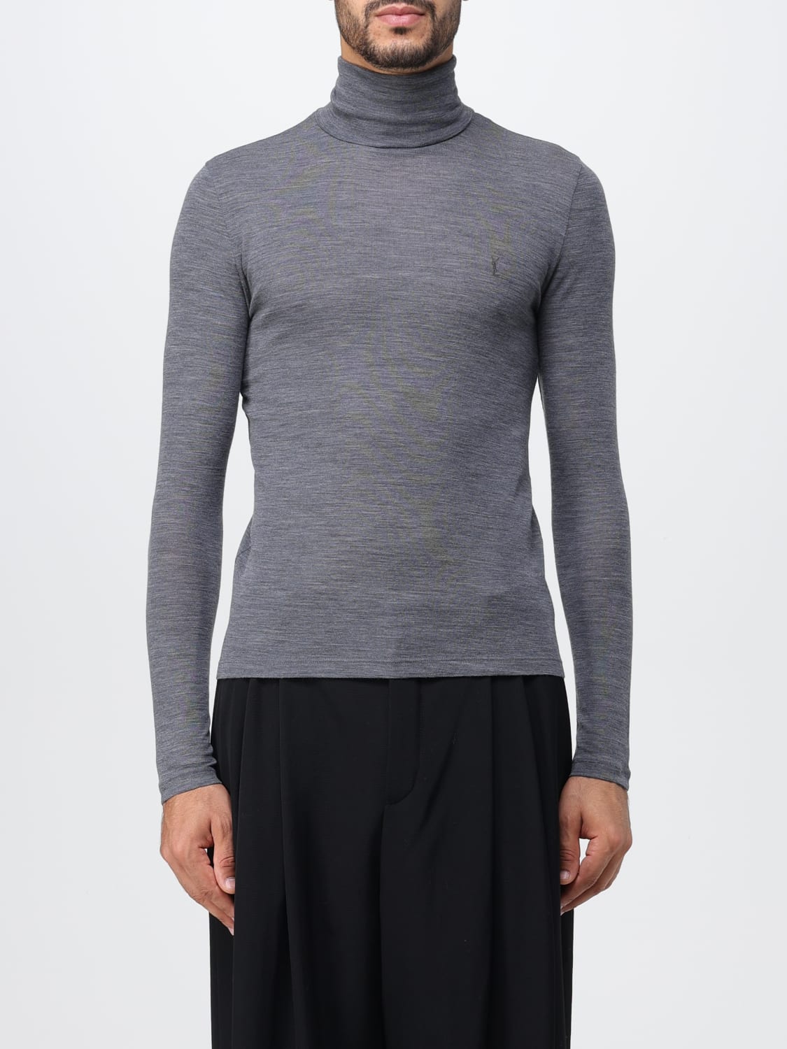 SAINT LAURENT SWEATER: Saint Laurent sweater in virgin wool blend, Grey - Img 1