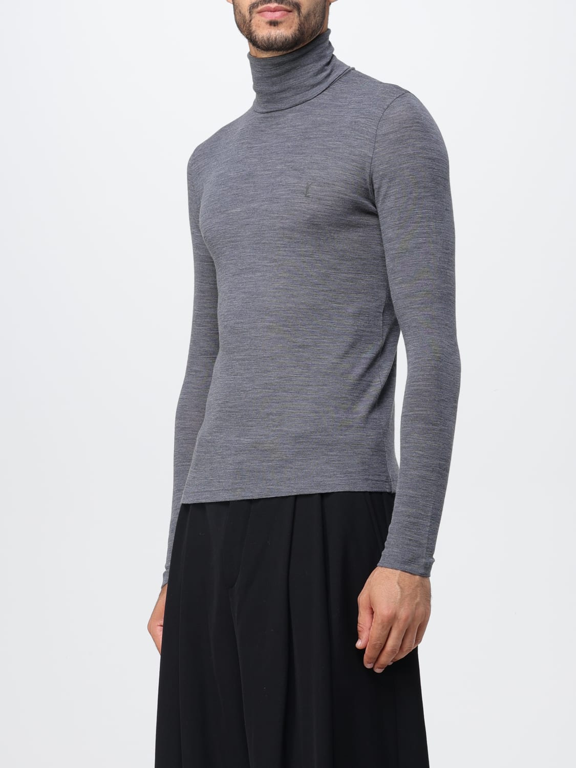 SAINT LAURENT SWEATER: Saint Laurent sweater in virgin wool blend, Grey - Img 4